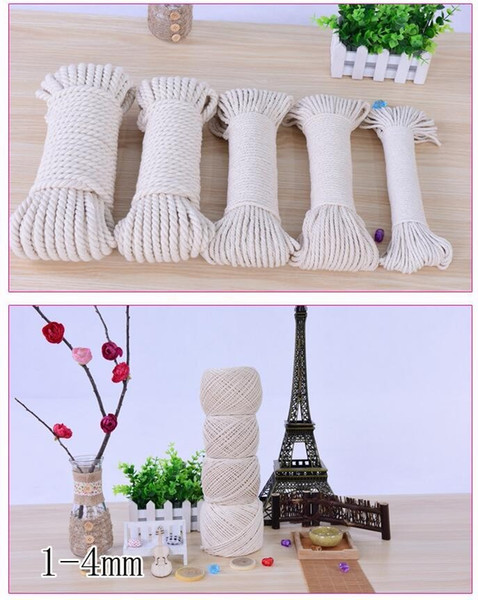 Beige Cotton Cord Rope - Multi Size DIY Thick Braided Twine String Rope Handmade Craft Home Decorative Multi-function (1-6mm)