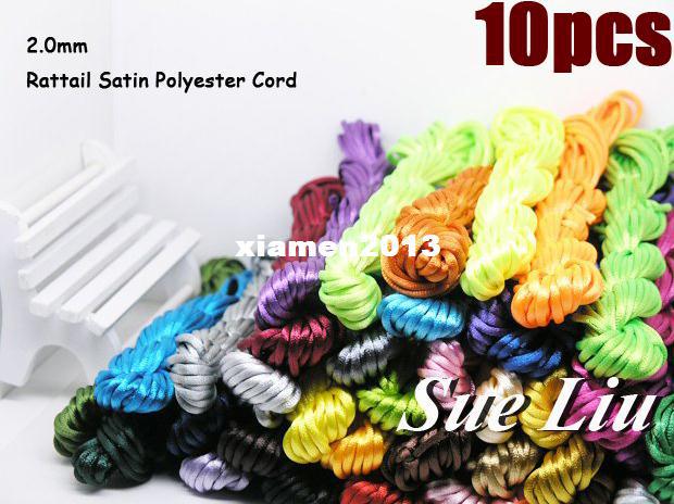 2.5mm 10yds Multicolor Rattail Satin Cord Chinese Beading Polyester (similar but not nylon) Cord NCP5
