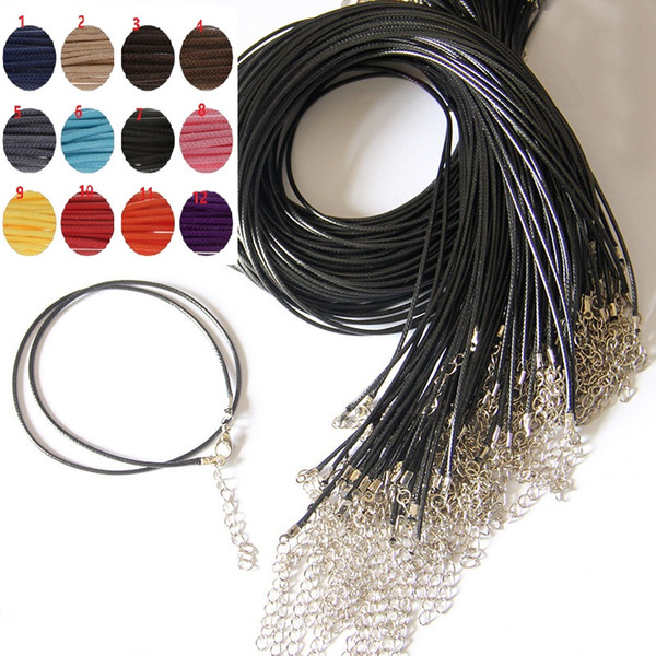 Black 2.0MM Dia High quality Leather Korean Wax line Rope Adjustable Pendant Lanyard Rope Necklace Rope With Lobster Clasp 1000Pc DHL HSS01