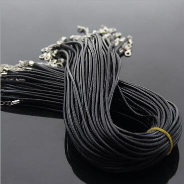 100 pcs 16-18 inch black adjustable leather pu leather necklace cords with silver lobster clasps free shipping