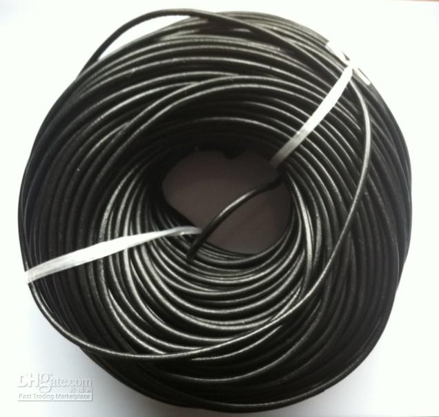 Round Leather Cord 4mm real round leather jewelry cords black white option