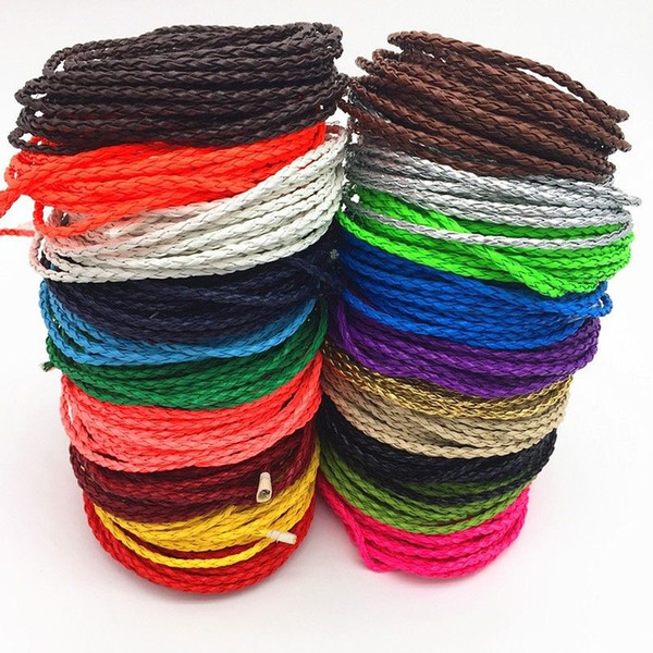 Free Shipping 3M/90M Man-made Leather Braid Rope Hemp Cord For Necklace Bracelet 14Colors DIY Jweelry Finding Rope Thread Lace Bracelet DIY