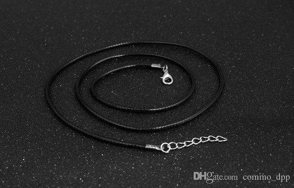 Black Wax Leather Snake Necklace 45cm 60cm Cord String Rope Wire Extender Chain with Lobster Clasp DIY Fashion jewelry component in Bulk