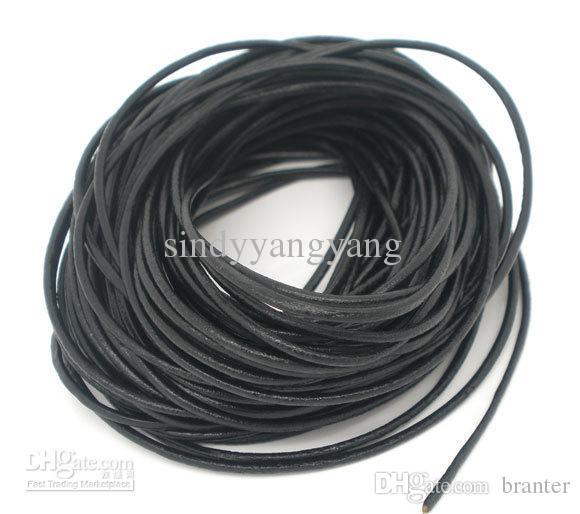 JLB 100m/lot 1mm Wholesale Fashion Jewelry Findings Black Real Leather Cords fit Necklace Bracelet DIY Materials Accessories Free shipping