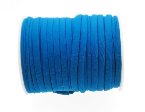 Blue 5mm 20 Meters Stitched Nylon Lycra Cord, Soft And Thick Cord, Stretchy Nylon Lycra String, Elastic Cord