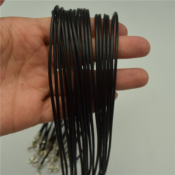 50pcs 1.5mm/2mm 48cm Length Adjustable Black Necklace Korea Wax Rope Cord String for DIY Jewelry Making