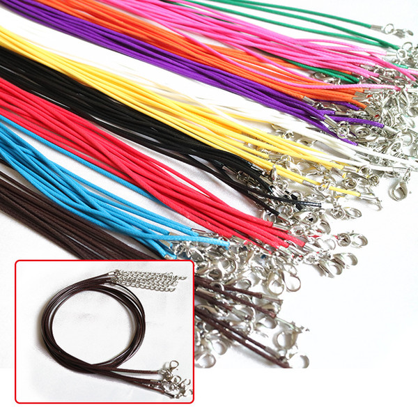 Colorful Leather Cord Rope 1.5mm Wire for DIY Pendant Necklace Gift With Lobster Clasp Link Chian Charms Jewelry 100pcs/lot Wholesale