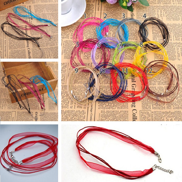 High quality Fashion 1000pcs/lot 12Colors Organza Voile Ribbon Necklaces Pendants Chains Jewelry DIY Cord CC551