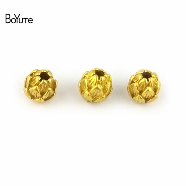 BoYuTe Wholesale 10Pcs Metal Brass 9MM Ball Lotus Beads Diy Jewelry Accessories for Bracelet Necklace Making