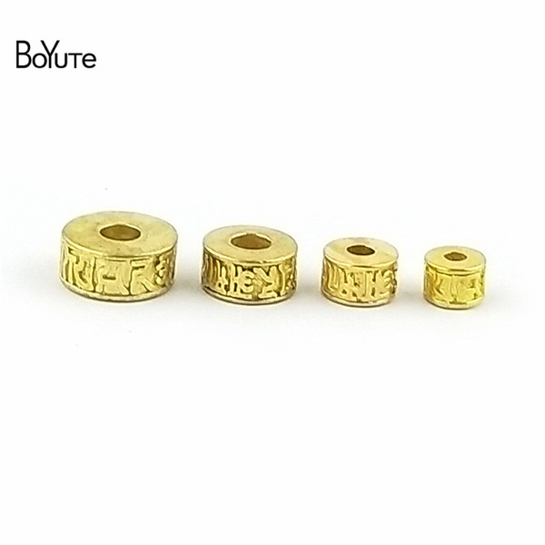 BoYuTe 20Pcs 5MM 7MM 9MM 11MM Metal Brass Spacer Nepal Beads Om Mani Padme Hum Six Words Diy Buddha Accessories Beads