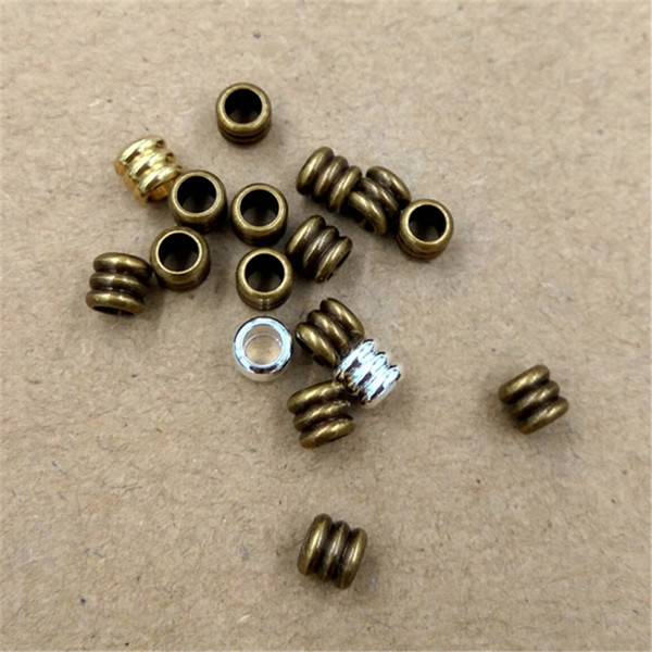 100pcs/lot Size 4mm Hole Copper Bead Silver/Bronze/Original Brass Plated Connector beads Covers For DIY Jewelry Findings