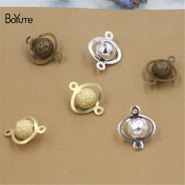 BoYuTe 50Pcs 3 Colors 6MM Metal Brass Fashion Beads Diy Globe Beads for Bracelets Jewelry Making