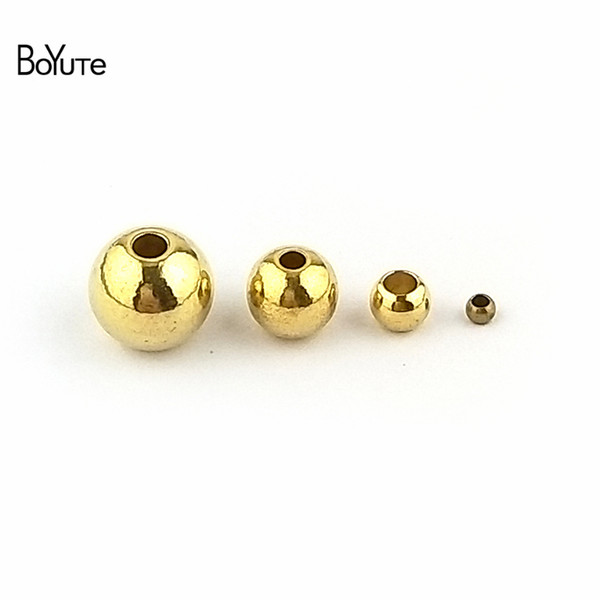 BoYuTe 100 Pcs 6 MM 8 MM 10 MM Round Metal Brass Spacer Beads Jewelry Making