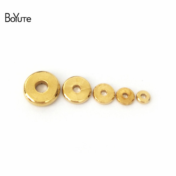 BoYuTe 100Pcs 3MM 4MM 5MM 6MM 7MM 8MM 10MM 12MM Round Metal Brass Diy Loose Spacer Beads for Jewelry Making