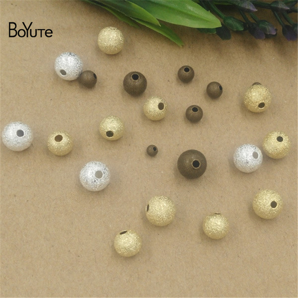 BoYuTe Beads 500Pcs 3 Colors 3.2MM 4MM 5MM 6MM 7MM 8MM Round Metal Brass Diy Beads Jewelry Making