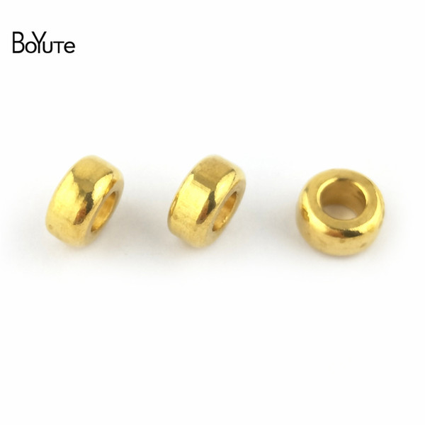 BoYuTe 100Pcs 5MM-6MM-7MM-8MM-10MM Raw brass Metal Brass Round Spacer Beads for Jewelry Making Jewelry Findings & Components