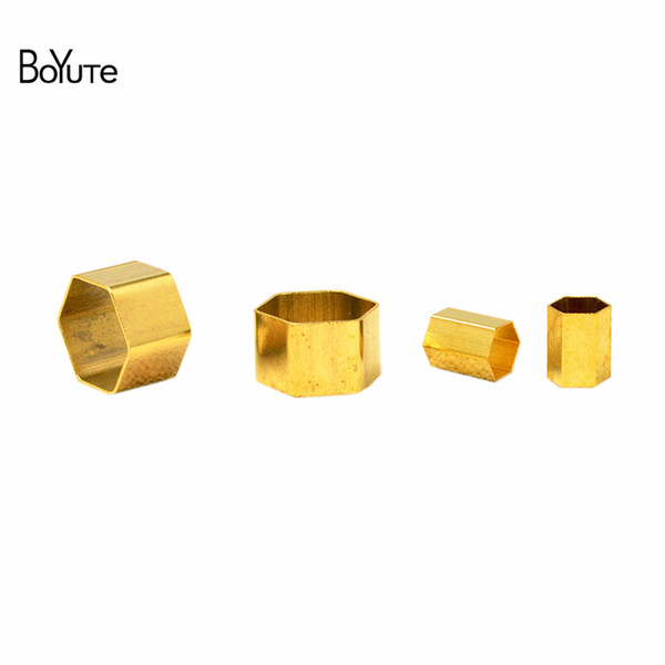 BoYuTe 100Pcs 3 Sizes Metal Copper Hexagon Tube Beads Diy Jewelry Accessories Parts for Jewelry Making