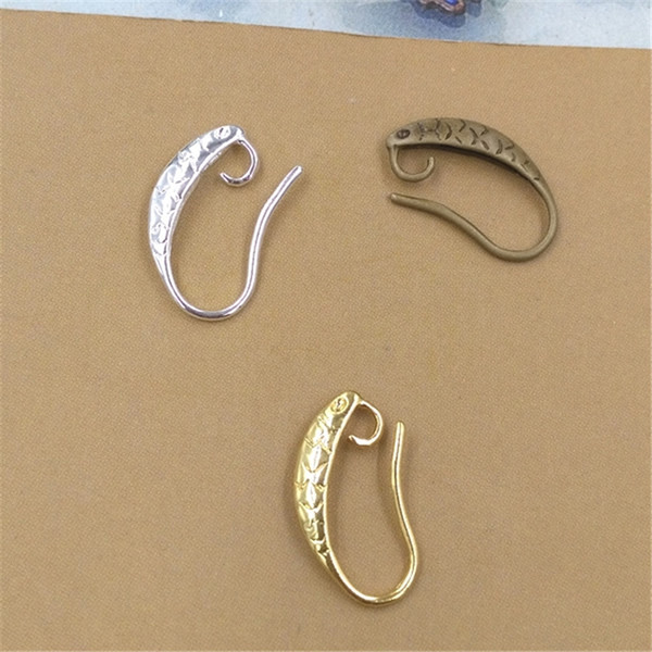 BOYUTE 100Pcs 4 Colors 13*17MM HOT sale Fish Carved Earring hooks Jewelry Findings Diy Hooks for Earrings