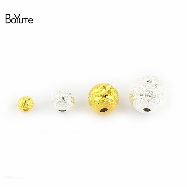 BoYuTe 100Pcs 4MM 6MM 8MM 10MM Round Metal Silver Gold Plated Diy Loose Spacer Beads for Jewelry Making