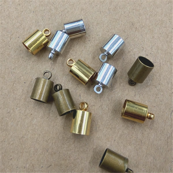 100pcs/lot Size 5mm Hole Silver / Original Brass / Bronze Color Tassel Caps Leather Cord End Caps Clasps DIY Jewelry Making