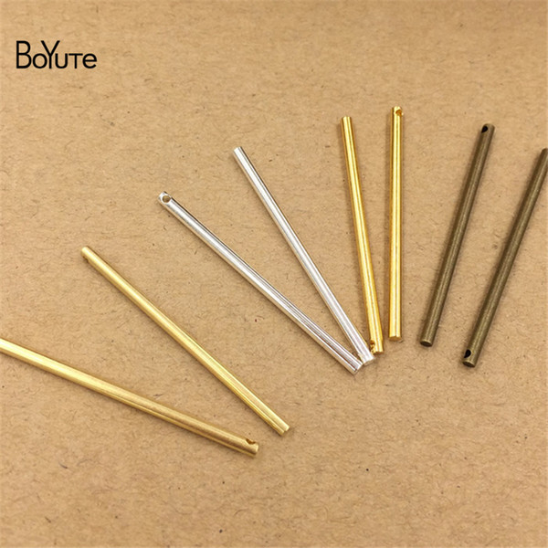 BoYuTe 100Pcs 40MM HOT sale Brass Metal Tube Pendant Charms with one Hole Diy Jewelry Materials