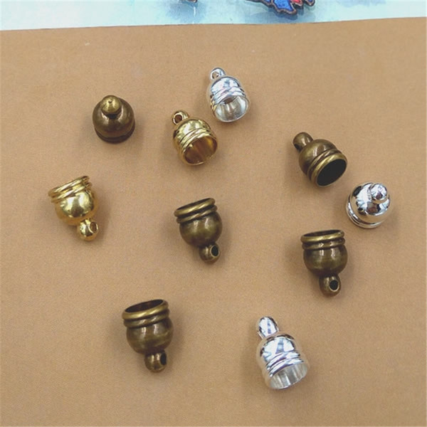 100pcs/lot Size 5mm Hole Original Brass/Bronze/Silver Plated Rope End Caps Vintage Crimp Beads Covers DIY Clasps