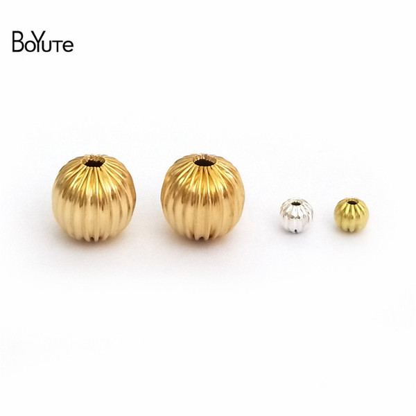 BoYuTe Beads 250Pcs 3 Colors 4MM 6MM 8MM 10MM Metal Brass Diy Pumpkin Beads Jewelry Making