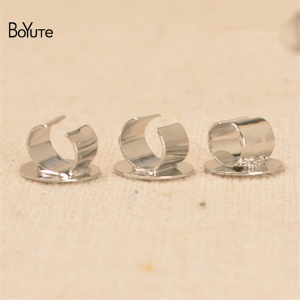 BoYuTe 100Pcs Metal Brass White K Plated Hair Rope Clasp, Clips, Diy Hair Accessories with 8MM Base