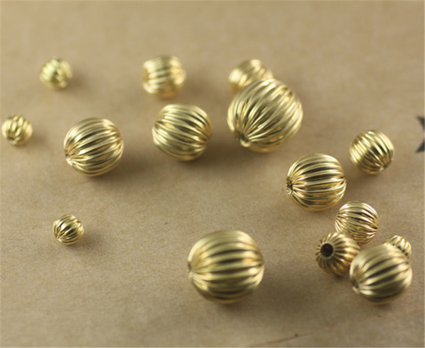 BoYuTe Beads 250Pcs 3 Colors 4MM 6MM 8MM 10MM Hot sale Metal Brass Diy Pumpkin Beads Jewelry Making