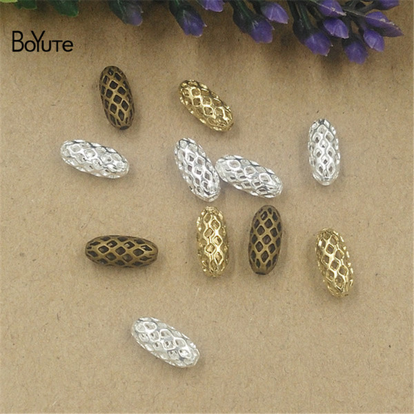 BoYuTe 100Pcs 3 Colors 4*10MM 5*11MM Hot sale Metal Filigree Brass Fashion Oval Beads Jewelry Making