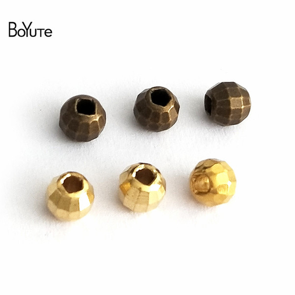 BoYuTe Beads 100Pcs 3 Colors 6MM Round Metal Brass Beads Diy Laser Beads for Jewelry Making