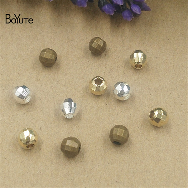 BoYuTe Beads 100Pcs 3 Colors 6MM Round Metal Brass latest version Diy Laser Beads for Jewelry Making