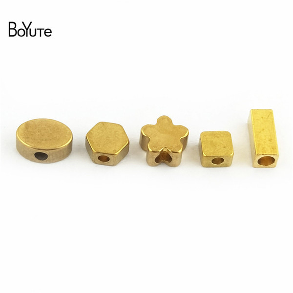 BoYuTe 100Pcs Metal Brass Geometric Squre Oval Star Beads Diy Hand Made Spacer Beads Jewelry Making