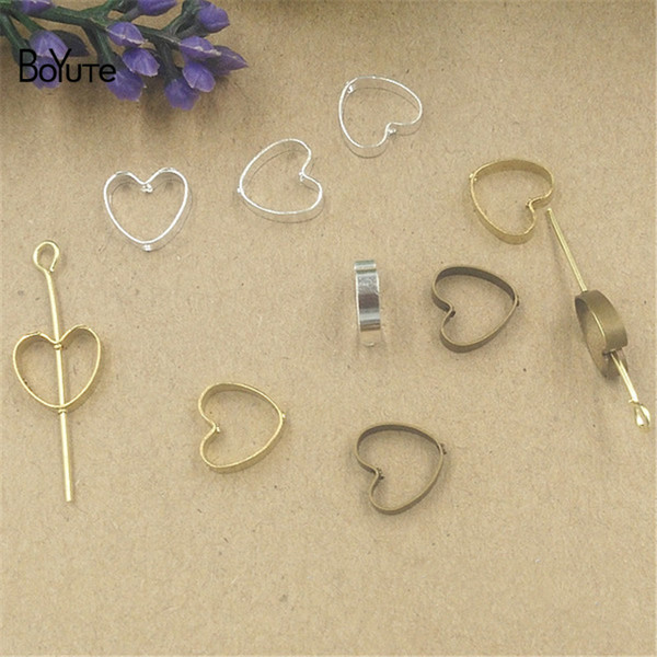 BoYuTe 200Pcs 3 Colors 10*9MM HOT sale Metal Brass Fashion Jewelry Diy Heart Beads Jewelry Making