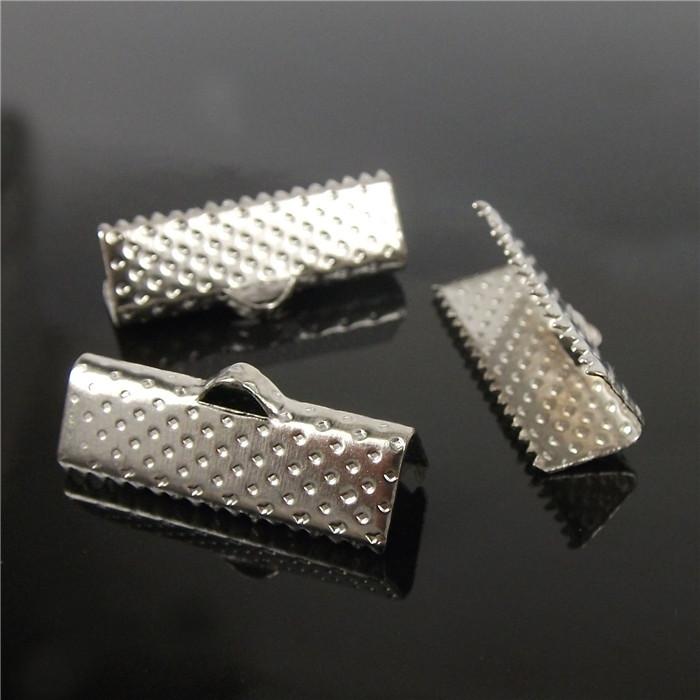 Wholesale 70pcs, 20mm Silver Plated Clips Ribbon Clamps Connectors ribbon crimp for DIY bracelet H7816