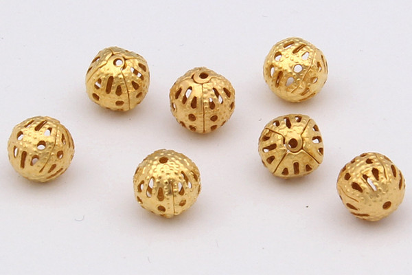 Wholesale 1000pcs/lot New Charms Loose Hollow Ball Copper Spacer Beads Gold Plated 4mm