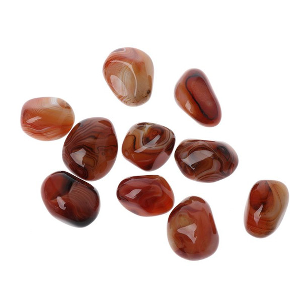 Agate Tumbled Stone Polished Worry Stone Irregular Banded Reiki Natural Sardonyx Pebble Healing Crystal Red 10PCS