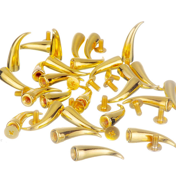 YOUS 100 sets 21mm Gold/Silver Color Cat Claw Studs and Spikes Metal Screw Punk Rock Rivets Back Leather-craft Findings