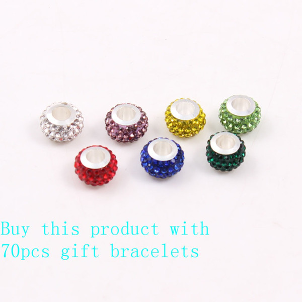 70pcs wholesale 5*11.5 Europe 4 lines charm rhinestone big hole crystal beads gift bracelet