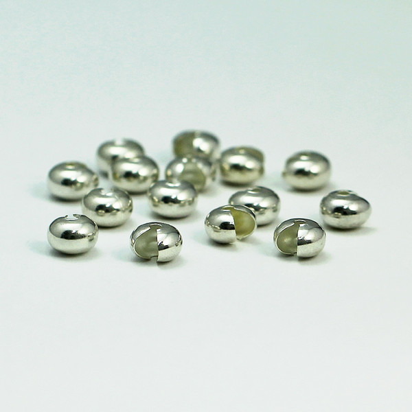 Beadsnice 6mm brass crimp covers silver toned crimp bead cover jewelry findings wholesale free shipping ID 25365