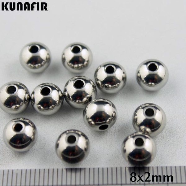 1.5mm/2mm/2.5mm/3.5mm hole 8mm diameter smooth 316L stainless steel beads bracelet necklace accessories jewelry DIY parts 200pcs ZSP033