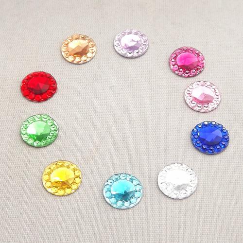 Mixture colour 500pcs Circular shape flat back Resin rhinestone(Single-row drill)10mm Accessories Jewelry DIY decoration