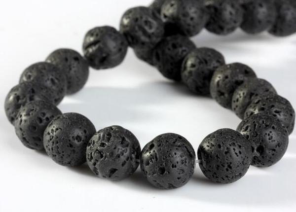 Natural Black Volcanic Lava Stone Round Loose Beads Gemstone Beads for Jewelry Making DIY Components DHL