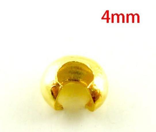 Free Shipping 500Pcs Gold Plated Tone Crimp Bead Covers 4mm