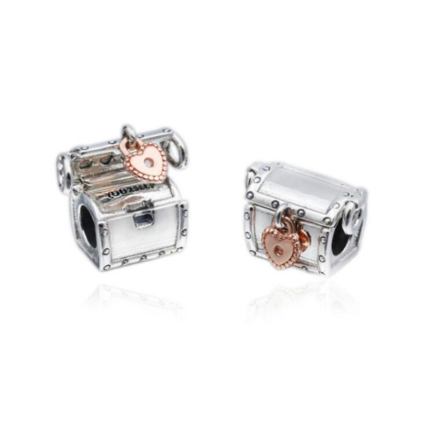 925 sterling silver DIY beads jewelry accessories commemorative love lock treasure box suitable for Pandora charm bracelet necklace