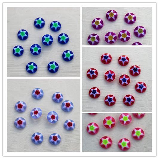 New Mix Color 200PCS Resin Half Round Bead Blatback Circular Five corners Flower Beads 8.5mm Free Shipping