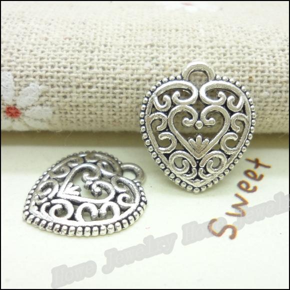 130 pcs Charms Heart Pendant Tibetan silver Zinc Alloy Fit Bracelet Necklace DIY Metal Jewelry Findings