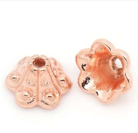 Christmas100PCs End Bead Caps Hexapetalous Flower Rose Gold Color 10x9mm Fine DIY Findings For Jewelry Making