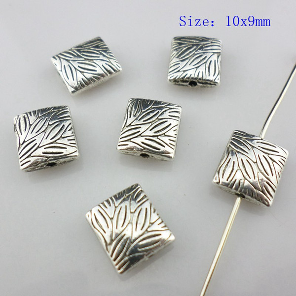 150pcs Tibetan Silver 10x9mm Flat rectangle Spacer Beads Charm DIY Alloy Jewelry Accessories for Crafts Making