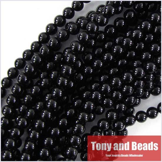 (63Pcs = 1Lot in on strand) ! 6MM Smooth Gemstone Black Onyx Agate Stone Beads for Jewelry Making Free Shipping No.OB1